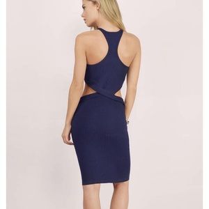 NAVY RIBBED CUT OUT Midi Dress from TOBI